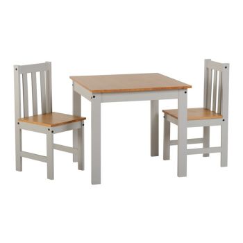 Ludlow 1+2 Dining Set - Grey/Oak Lacquer