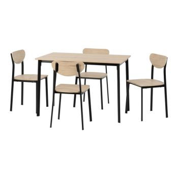 Riley Large Dining Set - Black/Light Oak Effect Veneer
