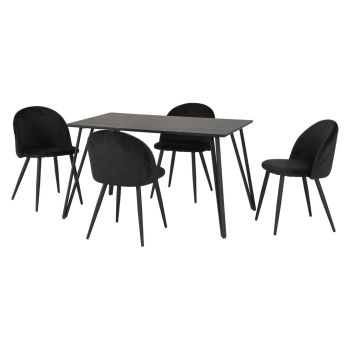Marlow Indoor Dining Set - Black Marble/Black Velvet