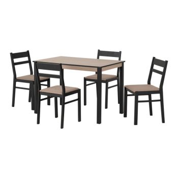 Radley Dining Set - Black/Oak Effect/Oat Fabric