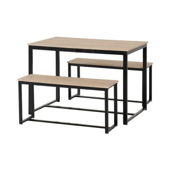 Lincoln 1+2 Dining Bench Set - Sonoma Oak Effect/Black