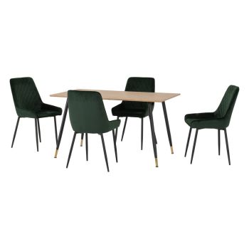 Hamilton & Avery Medium Indoor Dining Set - Medium Oak Effect/Emerald Green Velvet