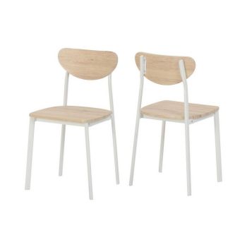 Riley Chair (Box of 2) - L42 x W42.5 x H79 cm - White/Light Oak Effect Veneer