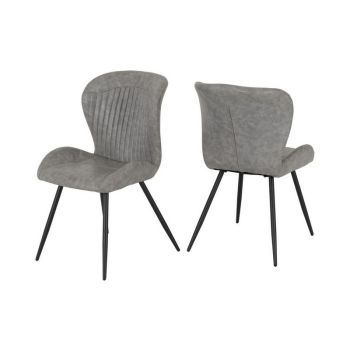 Quebec Chair (Box of 4) - L62 x W51 x H90.5 cm - Grey Faux Leather