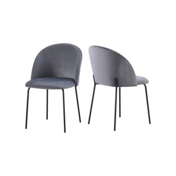 Boston Indoor Dining Chair (Pack of 4) - L57 x W52 x H80 cm - Grey Velvet