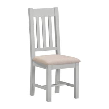 Windsor Slatted Dining Chair (Set of 2) - L41 x W46 x H105.5 cm - Pebble Grey/Oat Fabric