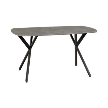 Athens Rectangular Dining Table - L80 x W140 x H75 cm - Concrete Effect/Black