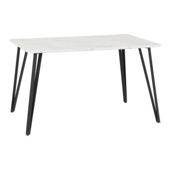 Marlow Indoor Dining Table - L80 x W130 x H75.5 cm - White Marble Effect