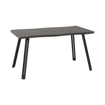 Quebec Wave Edge Dining Table - L80 x W140 x H76 cm - Black Wood Grain/Black