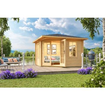Aruba 1-Log Cabin, Wooden Garden Room, Timber Summerhouse, Home Office - L357.4 x W357.4 x H265.6 cm