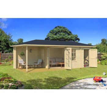 Aruba 3 A-Log Cabin, Wooden Garden Room, Timber Summerhouse, Home Office - L357.4 x W757.4 x H265.6 cm
