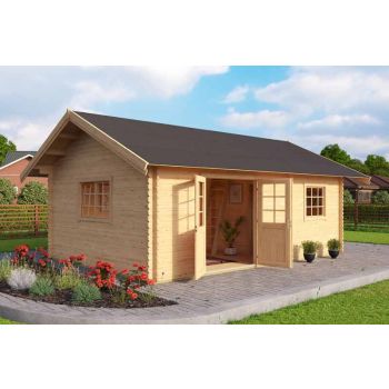 Caroline w/o doors, windows + Caroline 40 SGC-Log Cabin, Garden Room, Timber Summerhouse, Home Office - L675 x W489.9 x H330.6 cm