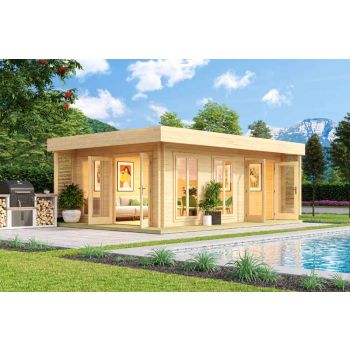 Dominica-Log Cabin, Wooden Garden Room, Timber Summerhouse, Home Office - L660 x W480 x H245.1 cm