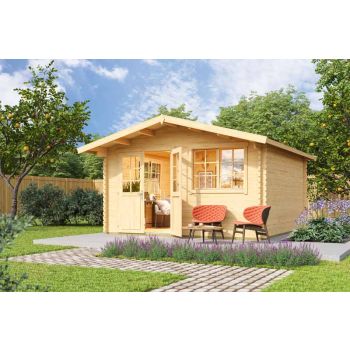 Norderney 3-Log Cabin, Wooden Garden Room, Timber Summerhouse, Home Office - L444.6 x W480 x H256.5 cm