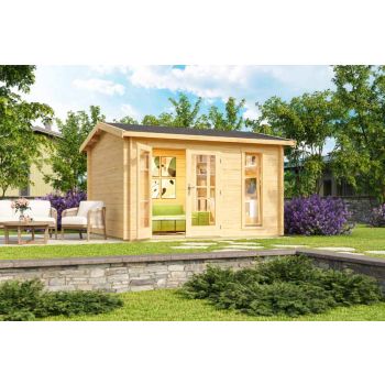 Carlisle-Log Cabin, Wooden Garden Room, Timber Summerhouse, Home Office - L390 x W350.8 x H245.1 cm