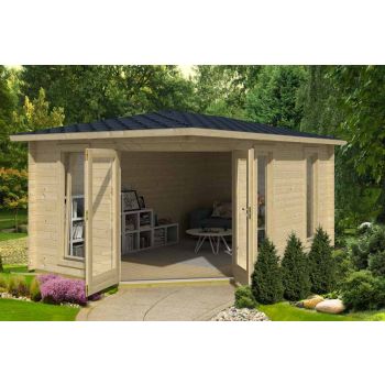 Edinburgh 2-Log Cabin, Wooden Garden Room, Timber Summerhouse, Home Office - L490.3 x W322.3 x H246.24 cm