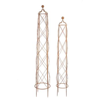 Wirework Obelisk Plant Support (Set of 2) - Metal - Dark Rust