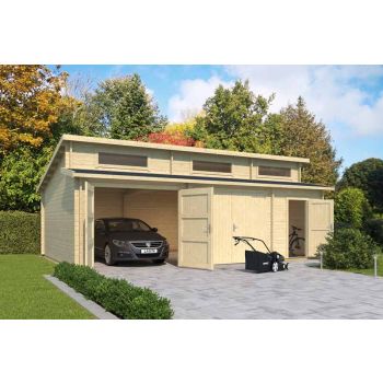 Hawaii + 2x  wooden door-Log Cabin, Wooden Garden Room, Timber Summerhouse, Home Office - L820 x W579.6 x H321.5 cm