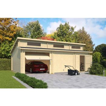 Hawaii + 2x  door Hormann-Log Cabin, Wooden Garden Room, Timber Summerhouse, Home Office - L820 x W579.6 x H321.5 cm