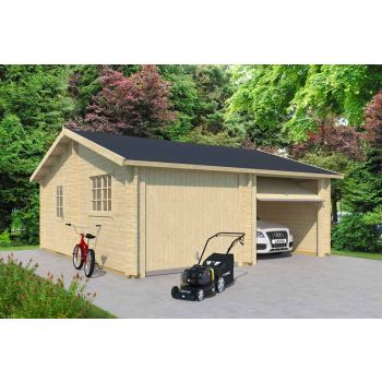 Falkland +2 x  door Hormann-Log Cabin, Wooden Garden Room, Timber Summerhouse, Home Office - L635 x W628.6 x H313.5 cm