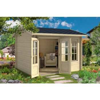 Alex-Log Cabin, Wooden Garden Room, Timber Summerhouse, Home Office - L340 x W308.3 x H245.1 cm