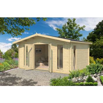 Elgin 44 w/o doors + Elgin 44 DGP+-Log Cabin, Wooden Garden Room, Timber Summerhouse, Home Office - L527.9 x W430 x H267.9 cm