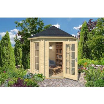 Inverness 44-Log Cabin, Wooden Garden Room, Timber Summerhouse, Home Office - L320 x W277.1 x H289.6 cm