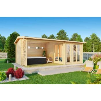 Torquay 44-Log Cabin, Wooden Garden Room, Timber Summerhouse, Home Office - L615 x W434.8 x H245.1 cm