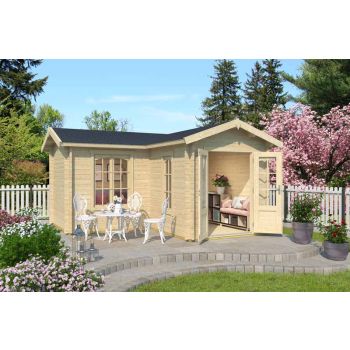 Portsmouth-Log Cabin, Wooden Garden Room, Timber Summerhouse, Home Office - L450 x W447.6 x H245.1 cm