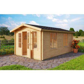 Alexandra-Log Cabin, Wooden Garden Room, Timber Summerhouse, Home Office - L535 x W347.6 x H245.1 cm