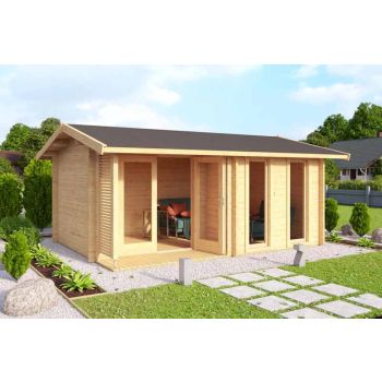 Hampshire-Log Cabin, Wooden Garden Room, Timber Summerhouse, Home Office - L480 x W376.1 x H239.4 cm