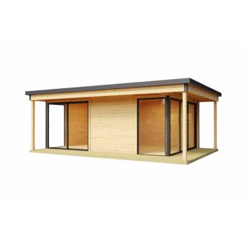 Domeo 3 v2 + Domeo 3 v2 AL. pakk-Log Cabin, Wooden Garden Room, Timber Summerhouse, Home Office - L608.4 x W418.9 x H239.4 cm