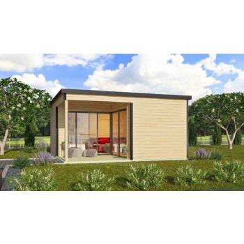 Domeo 6 v2 + Domeo 6 v2 AL. pakk-Log Cabin, Wooden Garden Room, Timber Summerhouse, Home Office - L519.6 x W519.6 x H250.8 cm