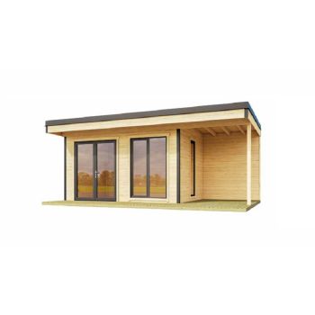 Domeo 7 + Domeo 7 Al. pack-Log Cabin, Wooden Garden Room, Timber Summerhouse, Home Office - L605 x W390 x H250.8 cm