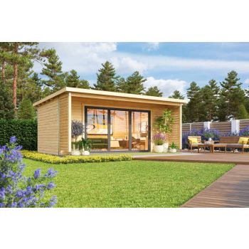 Liverpool 3-Log Cabin, Wooden Garden Room, Timber Summerhouse, Home Office - L580 x W430 x H239.4 cm