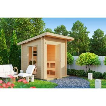 Abisko-Log Cabin, Wooden Garden Room, Timber Summerhouse, Home Office - L240 x W278.1 x H233.7 cm