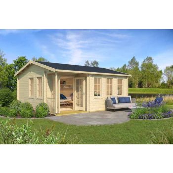 Sri Lanka w/o doors + Sri Lanka 44 DGP+-Log Cabin, Wooden Garden Room, Timber Summerhouse, Home Office - L600 x W521.8 x H285 cm