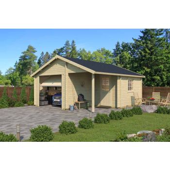 Nevis + door Hormann-Log Cabin, Wooden Garden Room, Timber Summerhouse, Home Office
