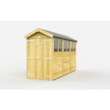 4 x 12 Feet Apex Shed - Double Door With Windows - Wood - L358 x W118 x H217 cm