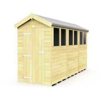 4 x 12 Feet Apex Shed - Single Door With Windows - Wood - L358 x W118 x H217 cm