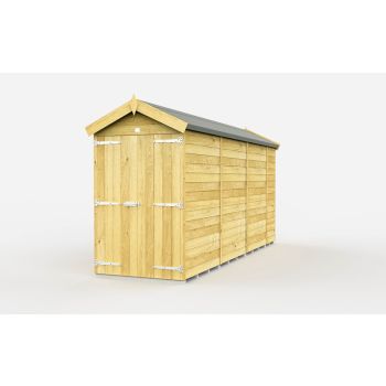 4 x 14 Feet Apex Shed - Double Door Without Windows - Wood - L417 x W118 x H217 cm