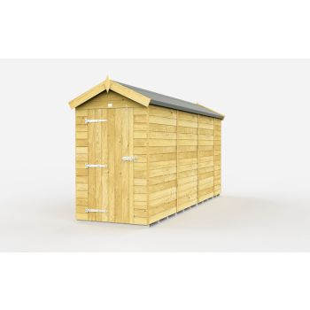 4 x 14 Feet Apex Shed - Single Door Without Windows - Wood - L417 x W118 x H217 cm