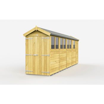4 x 17 Feet Apex Shed - Double Door With Windows - Wood - L503 x W118 x H217 cm