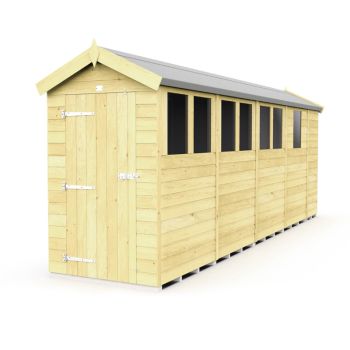 4 x 17 Feet Apex Shed - Single Door With Windows - Wood - L503 x W118 x H217 cm