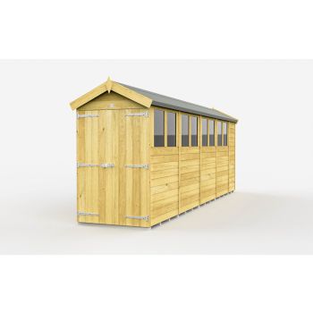 4 x 18 Feet Apex Shed - Double Door With Windows - Wood - L533 x W118 x H217 cm