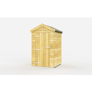 4 x 4 Feet Apex Shed - Single Door Without Windows - Wood - L127 x W118 x H217 cm