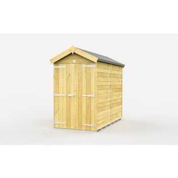 4 x 7 Feet Apex Shed - Double Door Without Windows - Wood - L214 x W118 x H217 cm