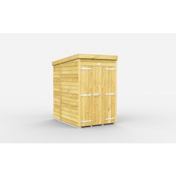 4 x 7 Feet Pent Shed - Double Door Without Windows - Wood - L214 x W127 x H201 cm