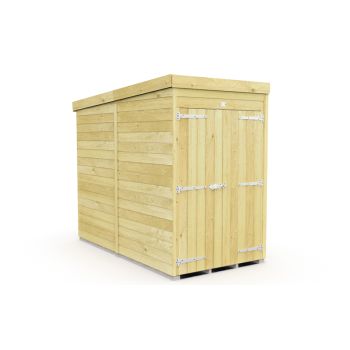 4 x 8 Feet Pent Shed - Double Door Without Windows - Wood - L231 x W127 x H201 cm