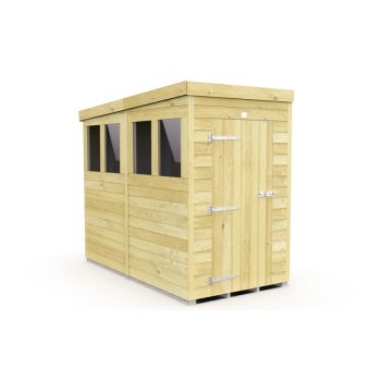 4 x 8 Feet Pent Shed - Single Door With Windows - Wood - L231 x W127 x H201 cm